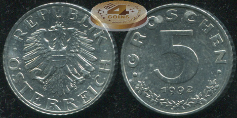 Австрия. 5 грошенов. 1992 (Unc)