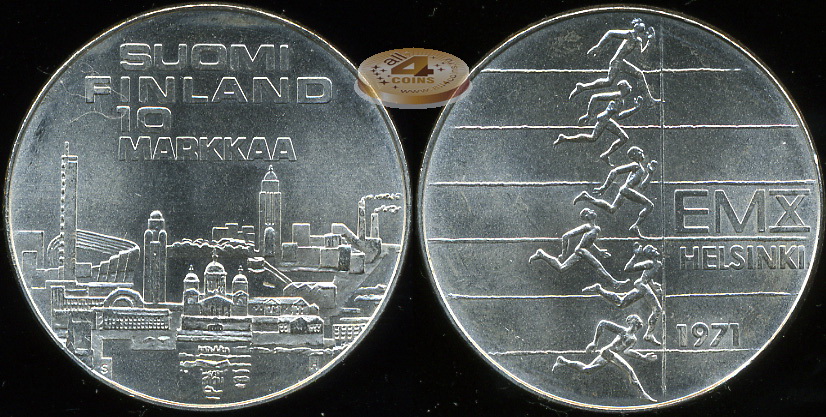 Финляндия. 10 марок. 1971 (Unc. Серебро)