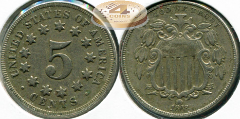 США. 5 центов. 1868 (XF)