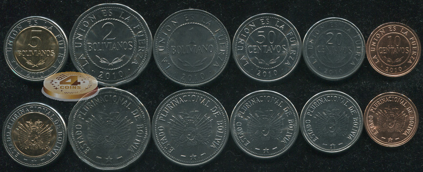 Боливия. Набор №3 (6 монет. 1 биметалл) 2010