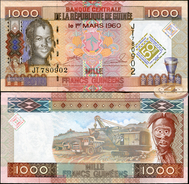 Гвинея. 1000 франков (Unc) 2010