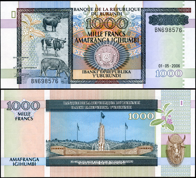 Бурунди. 1000 франков (Unc) 2006