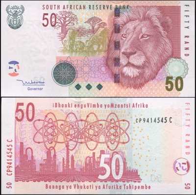 ЮАР Банкнота 50 рандов ND (2005) Unc Бумага Кат# P.130a