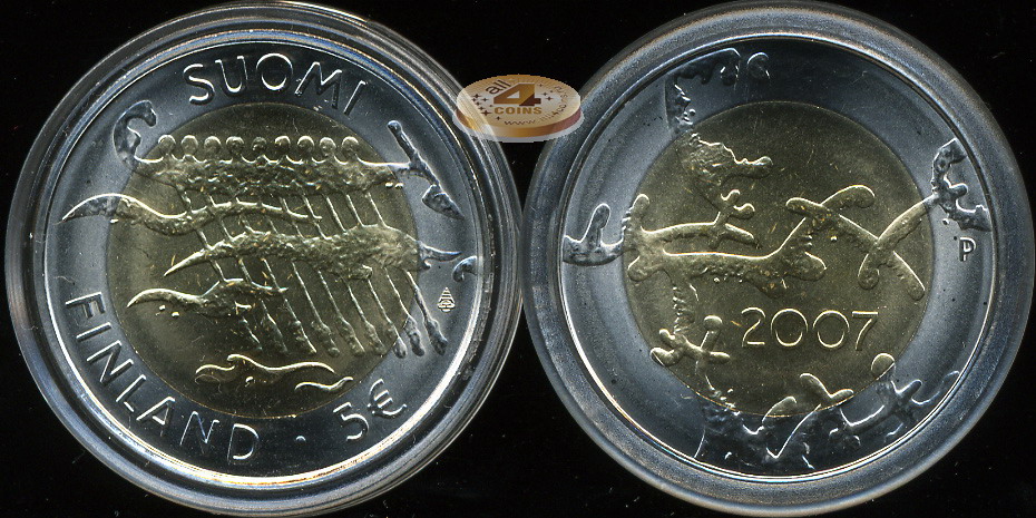 Финляндия. 5 евро. 2007 (Unc. Биметалл)