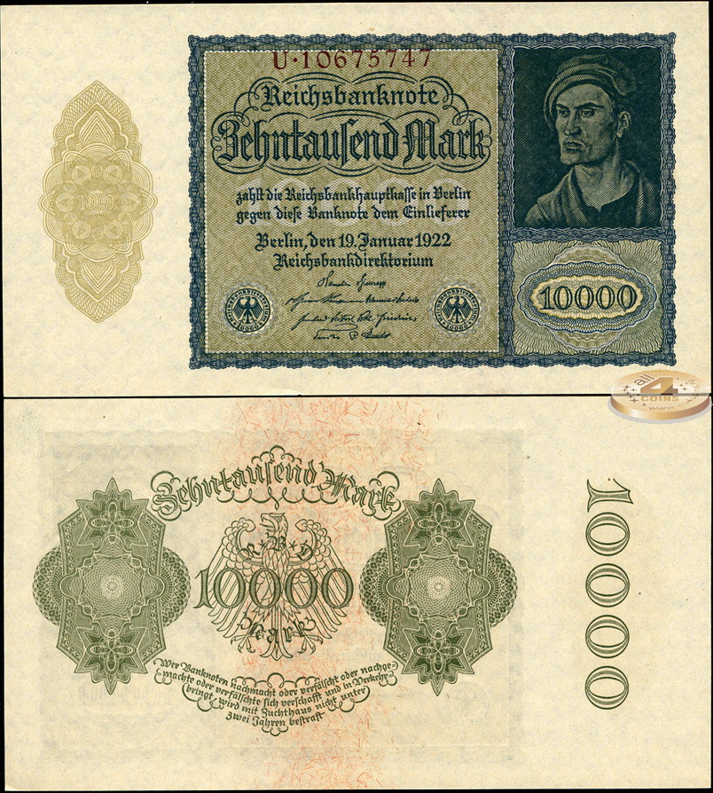 Германия (Веймарская респ.). 10000 марок (Unc) 1922