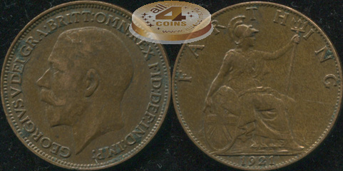 Великобритания. 1 фартинг. 1921. (aUnc)