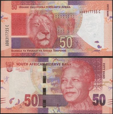 ЮАР Банкнота 50 рандов ND (2012) Unc Бумага Кат# P.135a