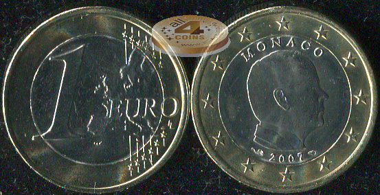 Монако. 1 евро. 2007 (Unc. Биметалл)