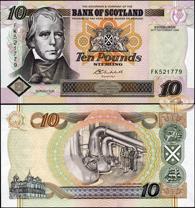 Шотландия. 10 фунтов (Unc) 2004