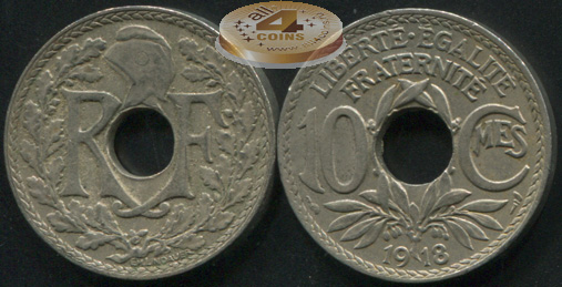 Франция. 10 сантимов. 1918 (XF)