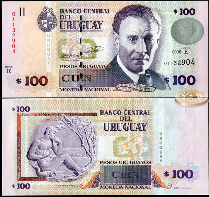 Уругвай. 100 песо (Unc) 2008