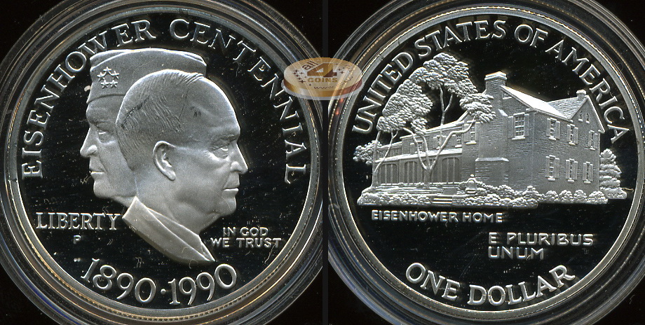 США. 1 доллар. 1990.P (Proof. Серебро)