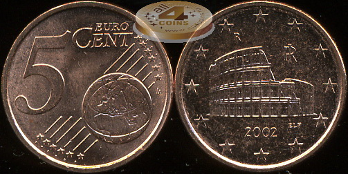 Италия. 5 евроцентов. 2002 (Unc)