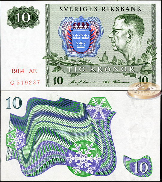 Швеция. 10 крон (Unc) 1984