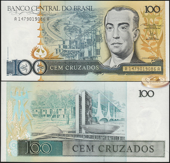 Бразилия. 100 крузадо (Unc) 1987