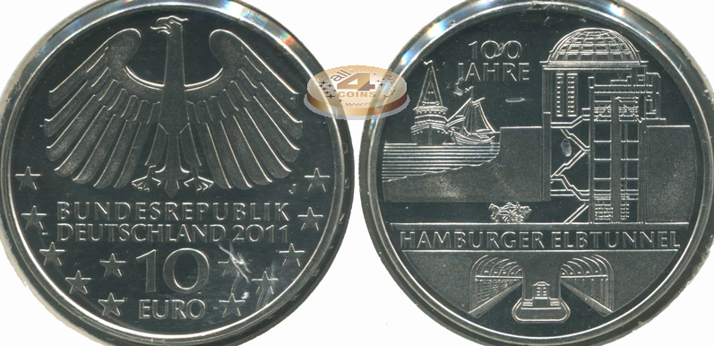 Германия. 10 евро. 2011.J (Proof-Like)