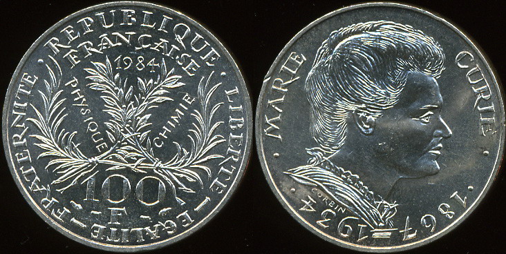 Франция. 100 франков. 1984 (Unc. Серебро)