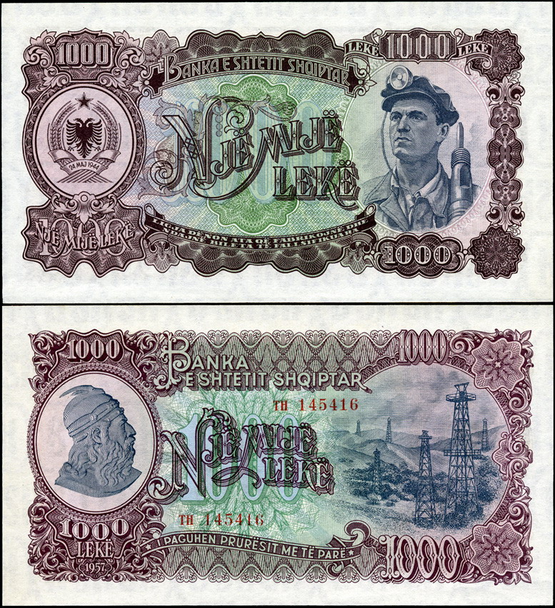 Албания. 1000 лек (Unc) 1957