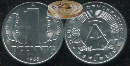 Германия [ГДР]. 1 пфенниг. 1968.A (Unc)