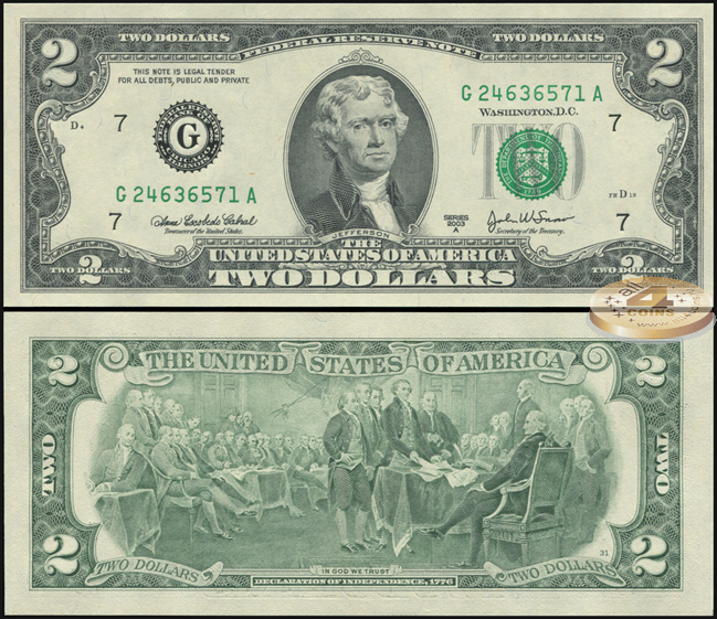 США. 2 доллара (Unc) 2003A.G