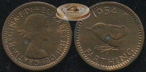 Великобритания. 1 фартинг. 1954 (Unc)
