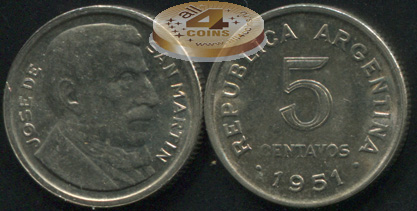 Аргентина. 5 центаво. 1951 (XF)