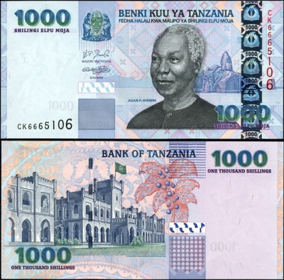 Танзания. Банкнота 1000 шиллингов. ND(2006). Unc. Бумага. Кат.# P.36b