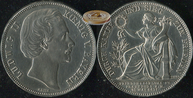 Германия (Бавария). Зигесталер. 1871 (Unc. Серебро)