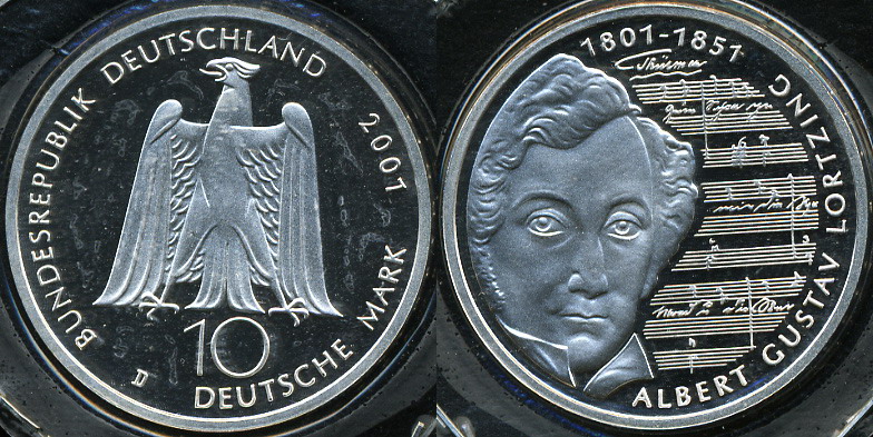 Германия (ФРГ). 10 марок. 2001 (D) (Proof. Серебро)