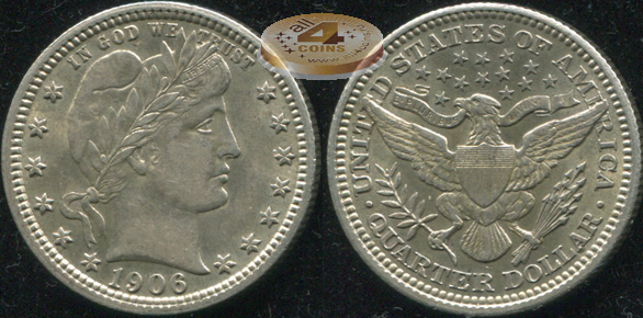 США. 25 центов. 1906 (Unc. Серебро)