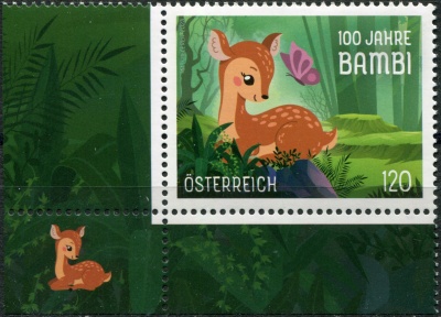 Австрия. 2023. 100-летие Бэмби (VI) (Почтовая марка. MNH OG)