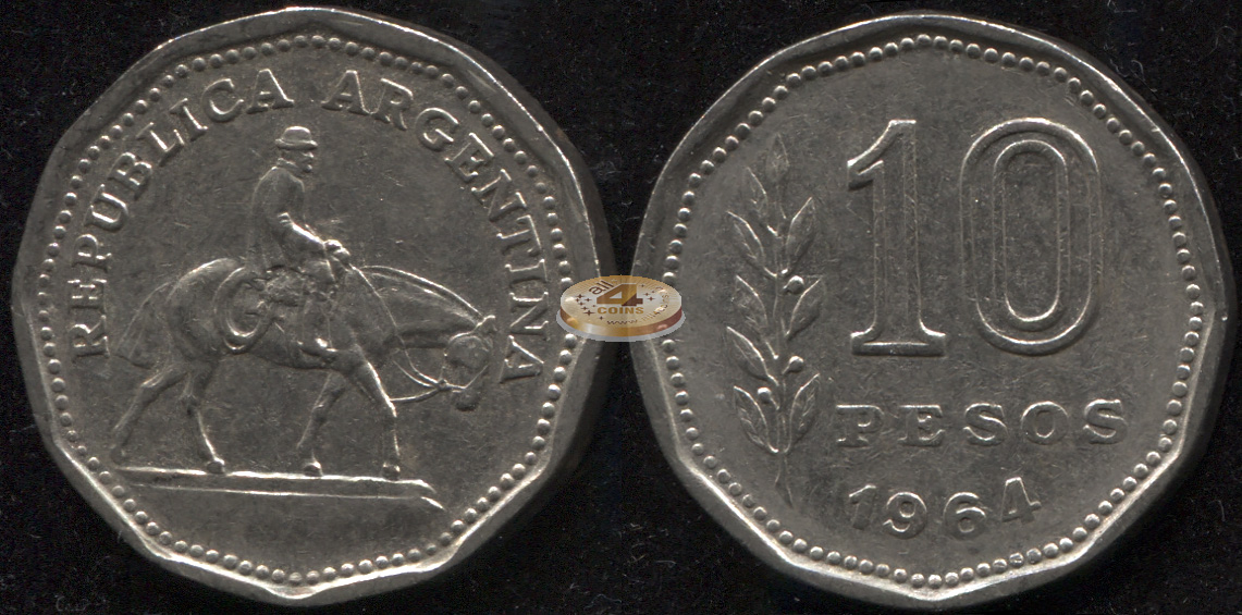 Аргентина. 10 песо. 1964 (XF+)