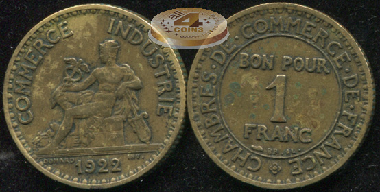 Франция. 1 франк. 1922 (XF)