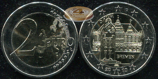 Германия. 2 евро. 2010 D (Unc. Биметалл)