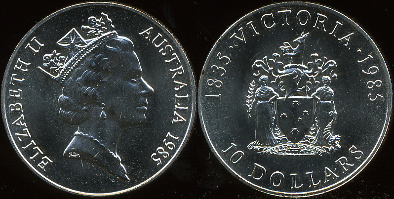 Австралия. 10 долларов. 1985 (Unc. Серебро)
