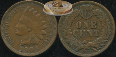 США. 1 цент. 1904 (XF)