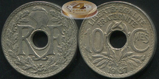 Франция. 10 сантимов. 1937 (XF)