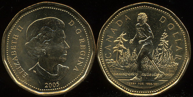 Канада. 1 доллар. 2005 (Unc) Терри Фокс