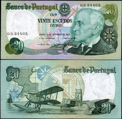 Португалия. 20 эскудо (Unc) 1978