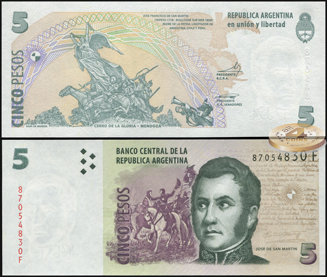Аргентина. 5 песо (Unc) 2011