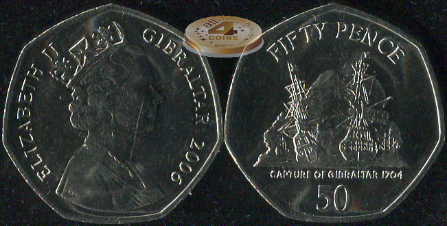 Гибралтар. 50 пенсов. 2006 (Unc)