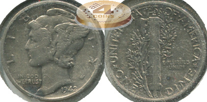 США. 10 центов (Дайм). 1942 (aXF. Серебро)
