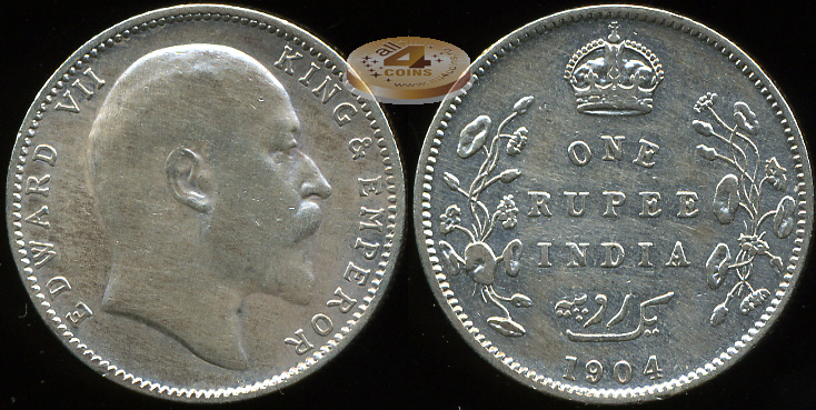 Британская Индия. 1 рупия. 1904 (Серебро)