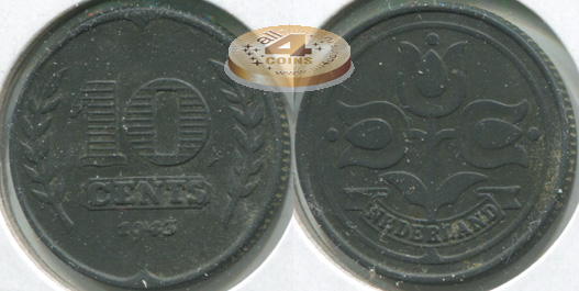 Нидерланды. 10 центов. 1943 (Unc)