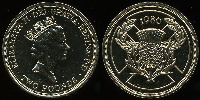Великобритания. 2 фунта. 1986 (Proof)