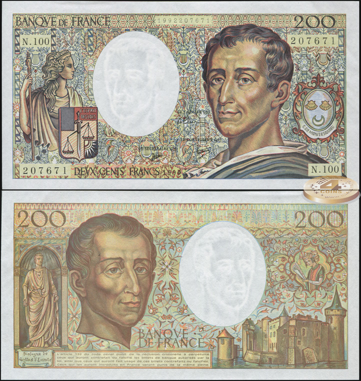 Франция. 200 франков (Unc) 1990