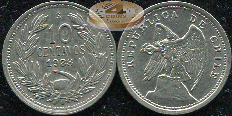 Чили. 10 центаво. 1938 (aUnc+)