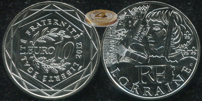 Франция. 10 евро. 2012 (Unc. Серебро)
