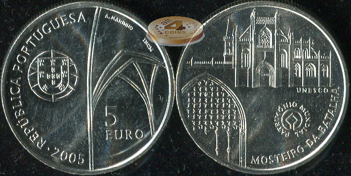 Португалия. 5 евро. 2005 (Unc. Серебро)