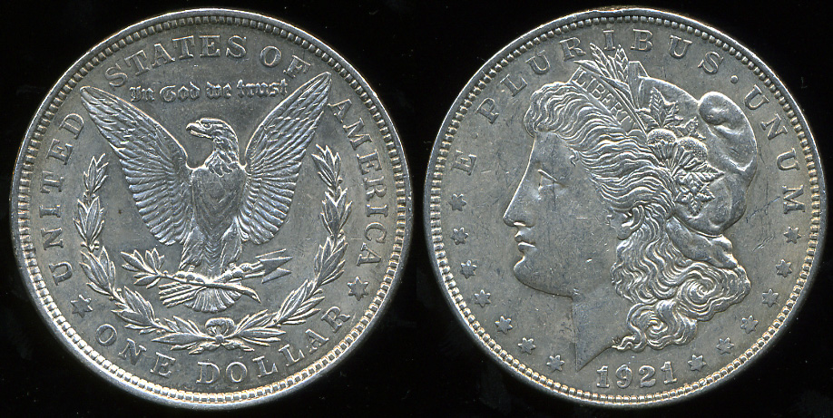США. 1 доллар. 1921 (Unc. Серебро)